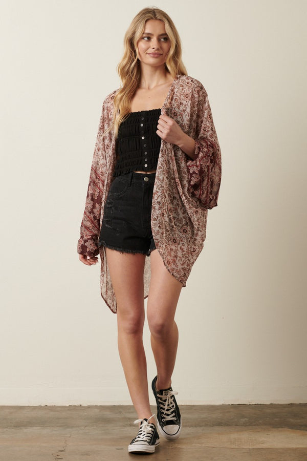 Paisley Print Batwing Duster