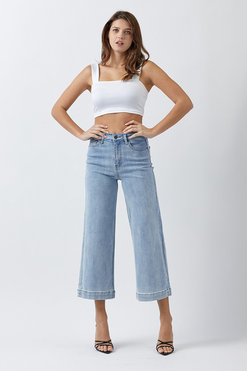 Risen High Rise Ankle Wide Leg Jeans - Curvy Size