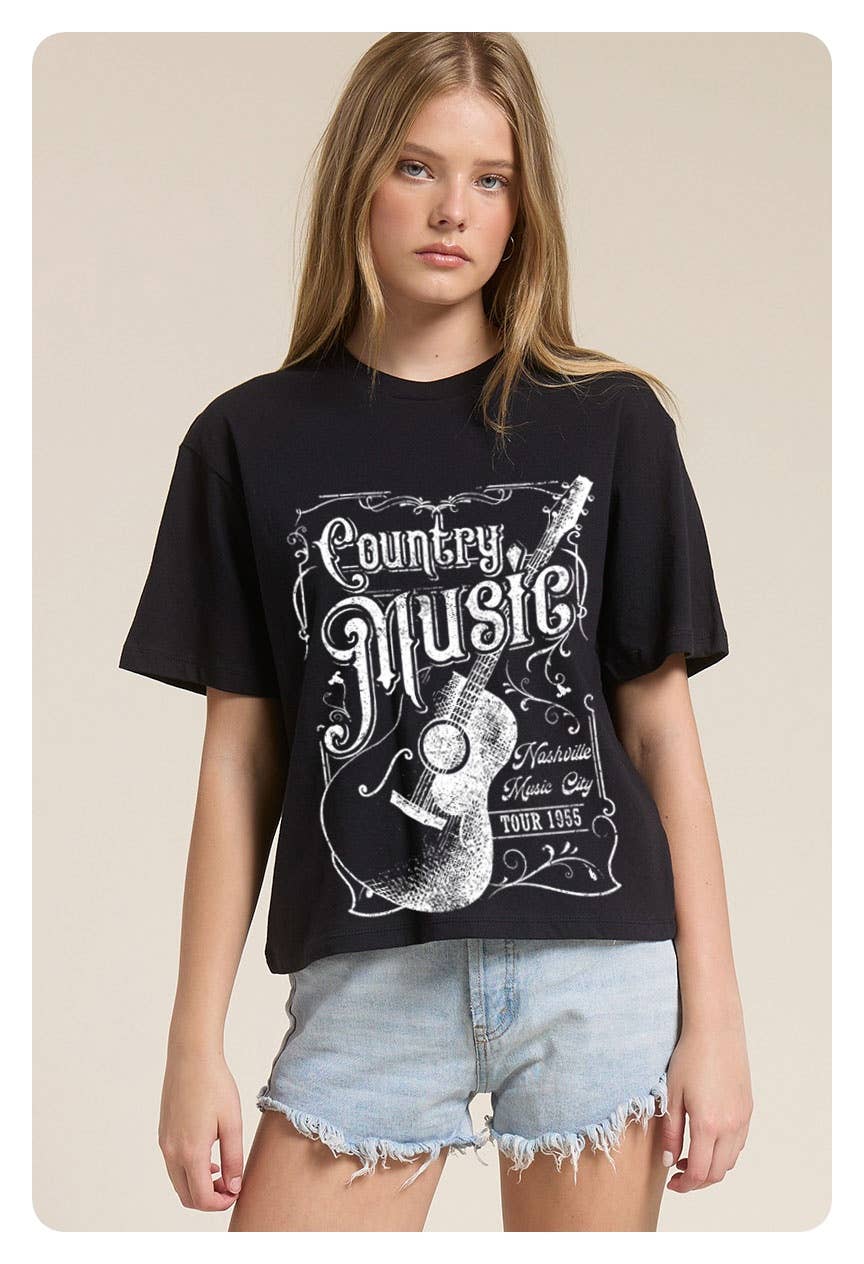 Country Music City Darling Tee - Blush & Cactus