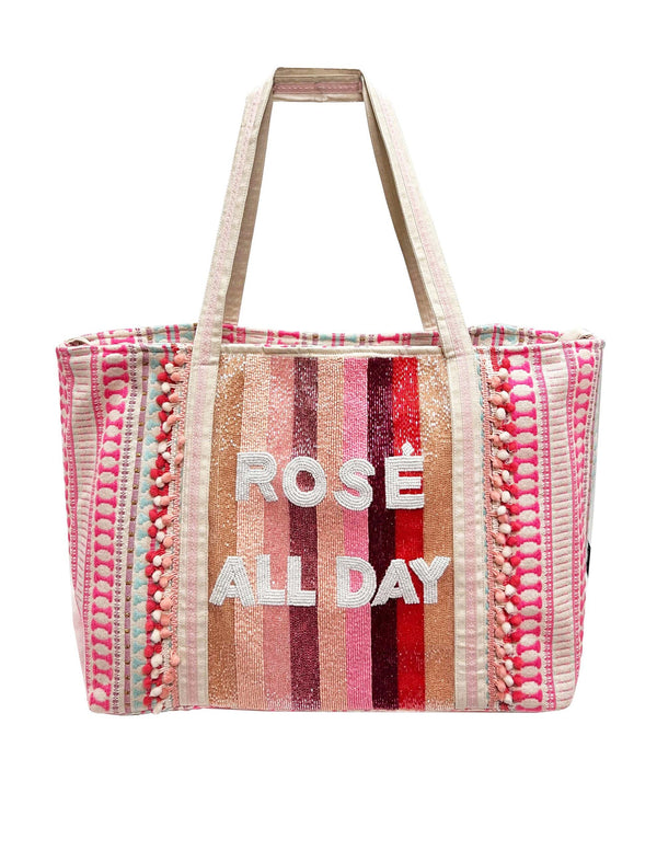 Rose All Day Beaded Tote Bag