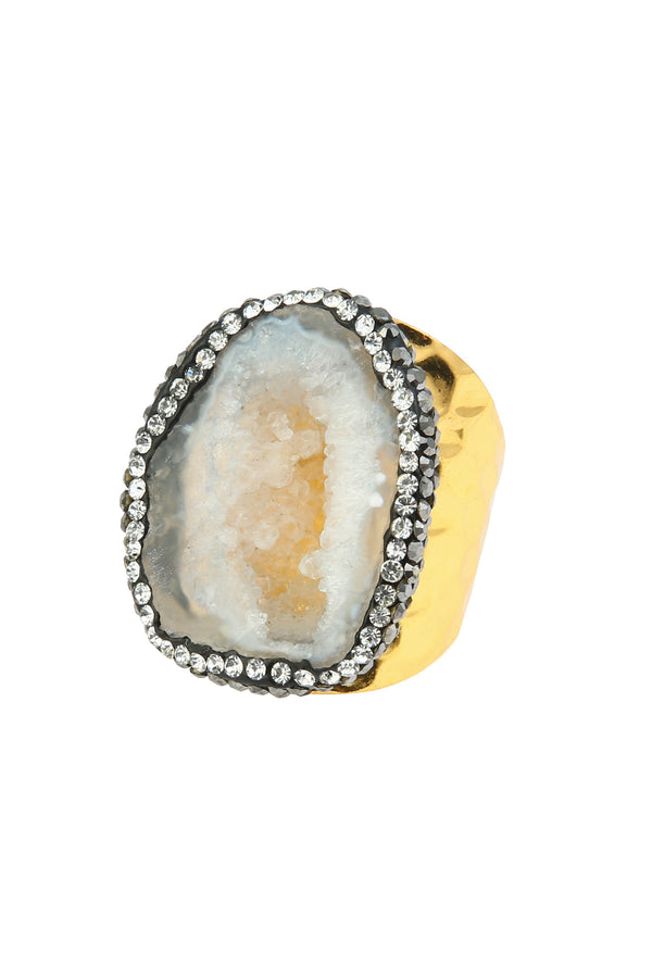 Druzy Rhinestone Alloy Rings