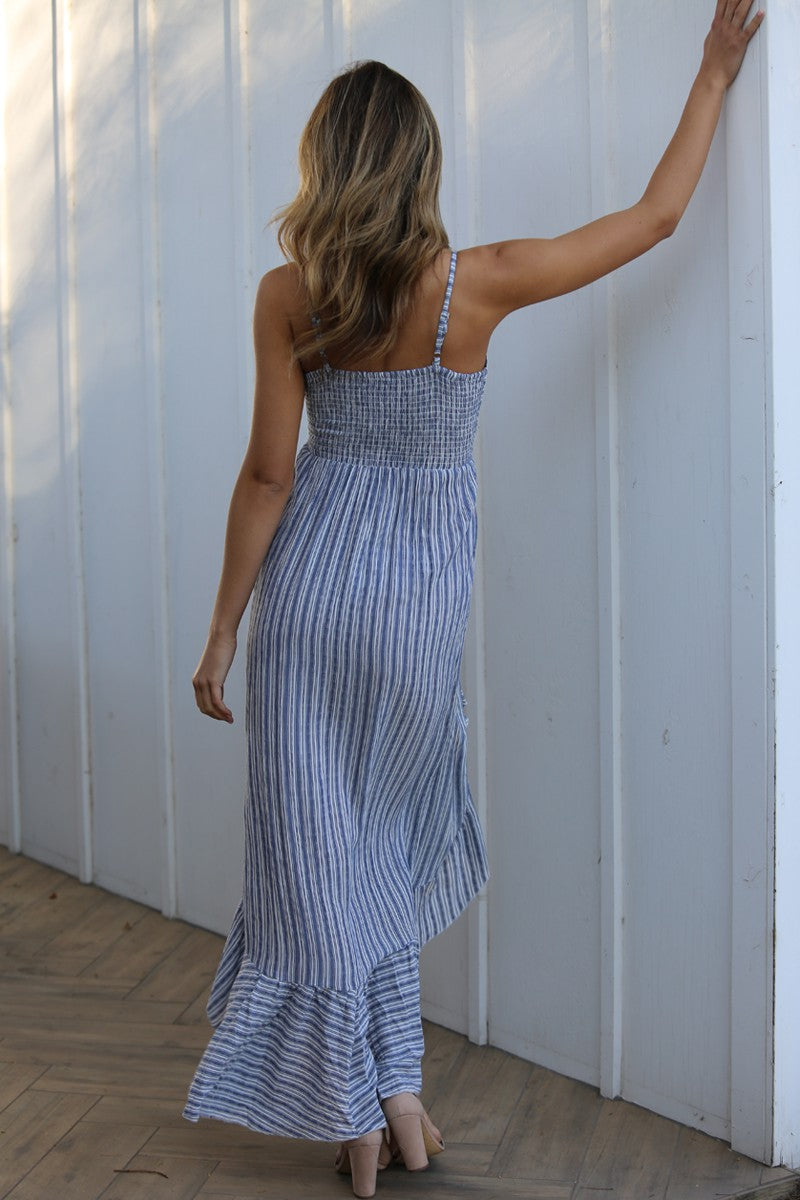 Tie Front Maxi Dress with Ruffle Slits
