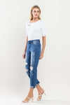 Vervet High Rise Distressed Rolled Cuff Boyfriend Jeans