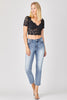 Risen Mid-Rise Straight Raw Edge Jeans - medium
