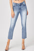 Risen Mid-Rise Straight Raw Edge Jeans - medium