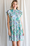 XMAS JULY Paisley Pattern Baby Doll Dress - 2 Colors