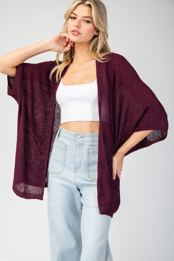 Dolman Short Sleeve Cardigan - 4 Colors