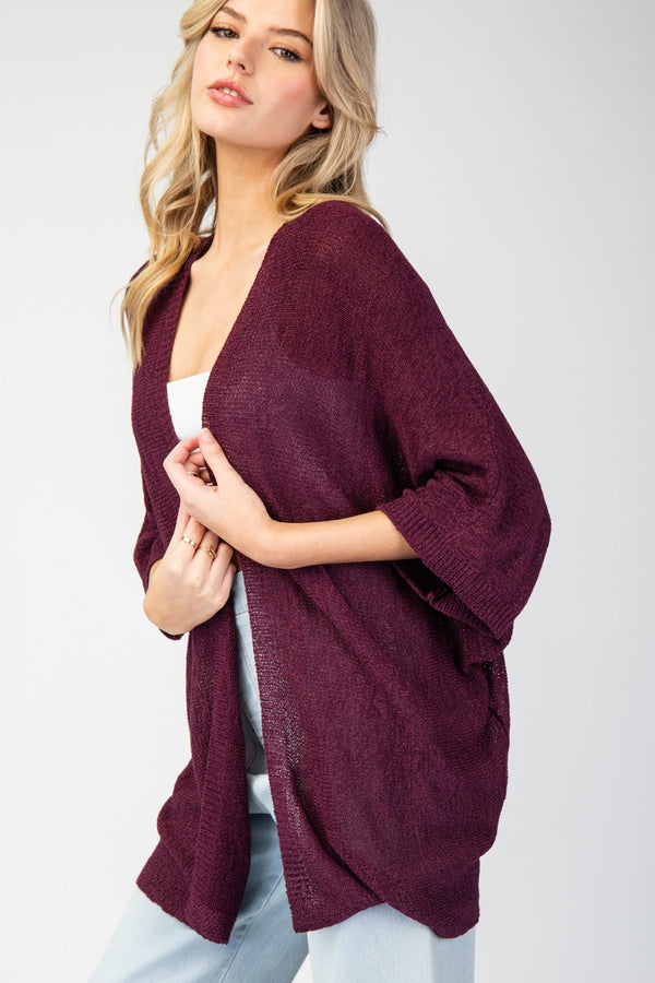 Dolman Short Sleeve Cardigan - 4 Colors
