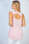 XMAS July  OPEN BACK TANK Short Sleeve Solid Knit Top - 2 Colors
