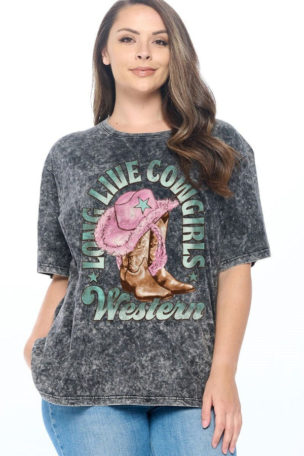 Long Live Cowgirls Western Graphic Tee - Blush & Cactus