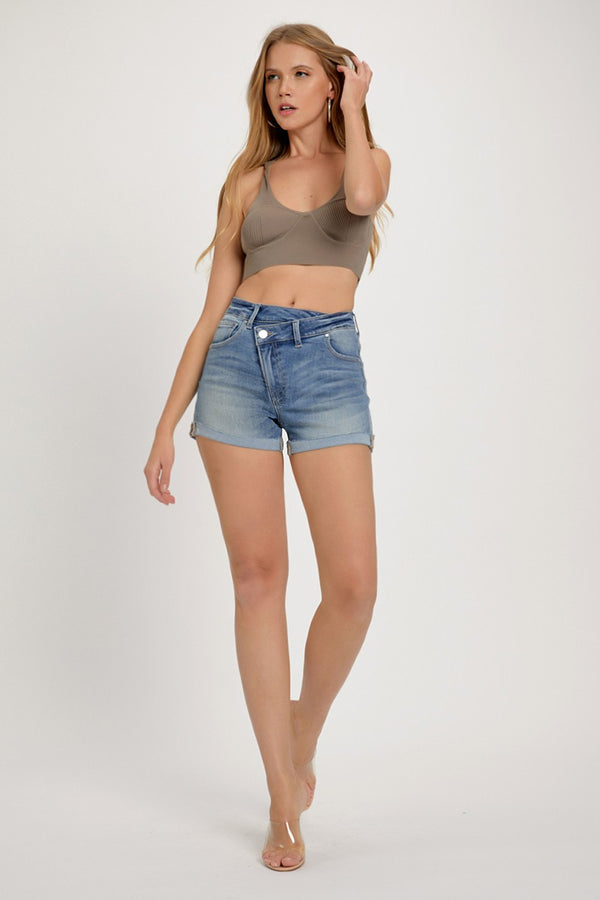 Risen High Rise Cuffed Crossover shorts