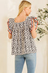 Floral Embroidery Textured Woven Blouse - Curvy Size