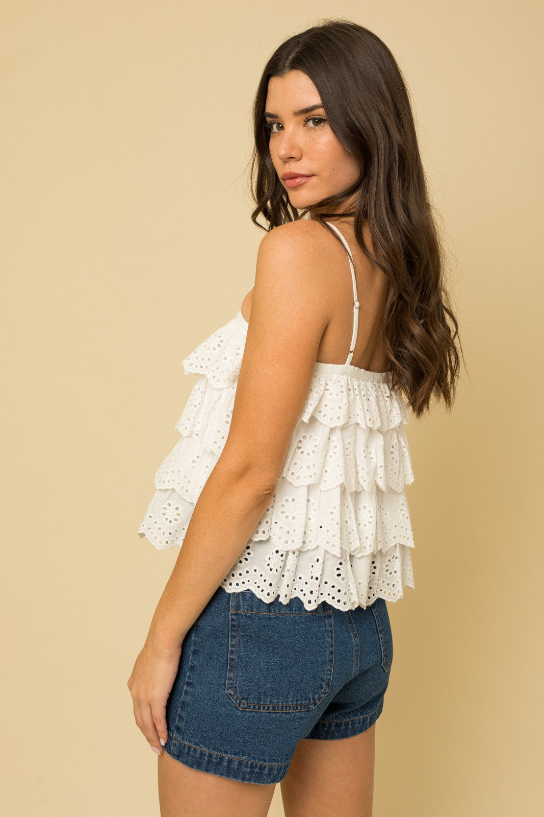 Tiered Eyelet Lace Top