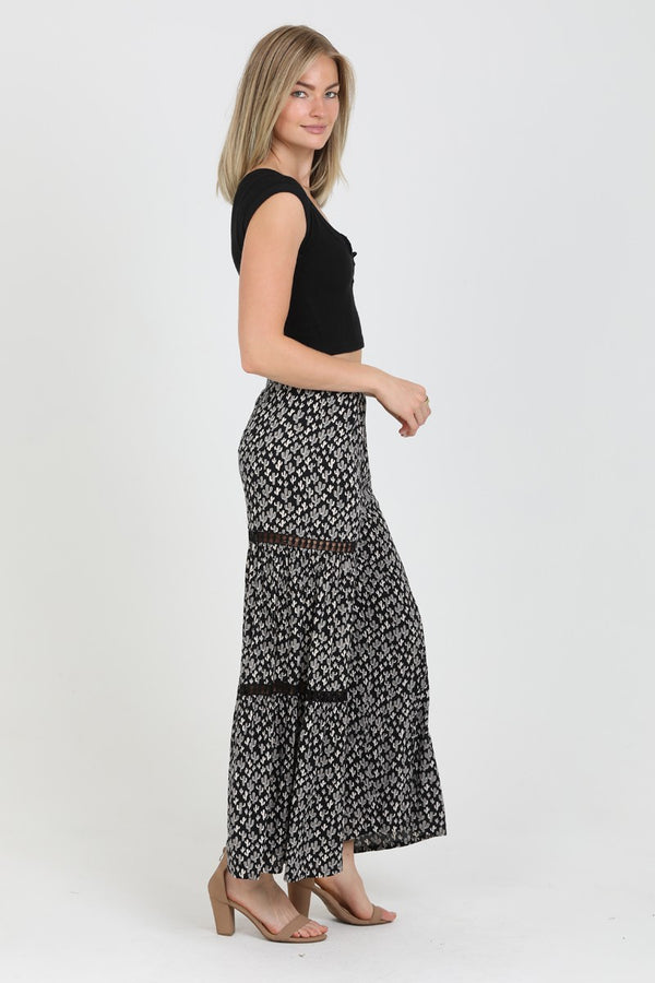 Angie Elastic Waist Wide Leg Pants With Lace Trim