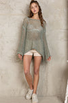 POL Dropped Shoulder Open Knit Sweater Top