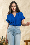 SALE DOORBUSTER Cuffed Sleeves Woven Top - 4 Colors