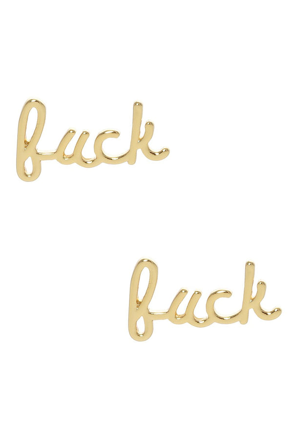 Gold Dipped Word Post Earrings