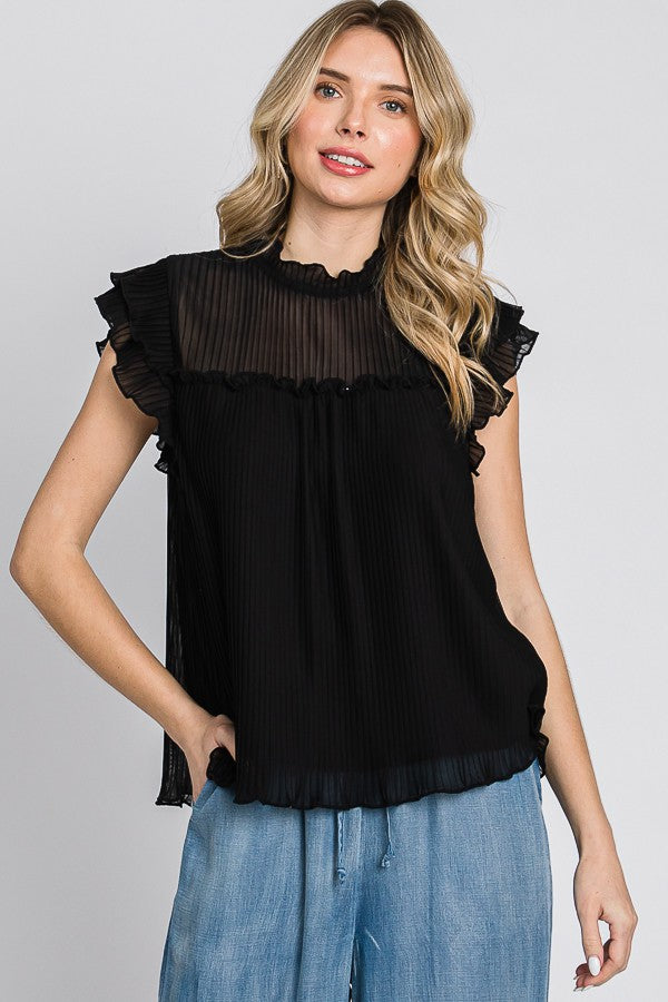 SALE Pleated Sheer Top - Curvy Size