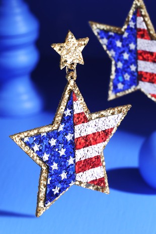 USA Star Glitter Earrings