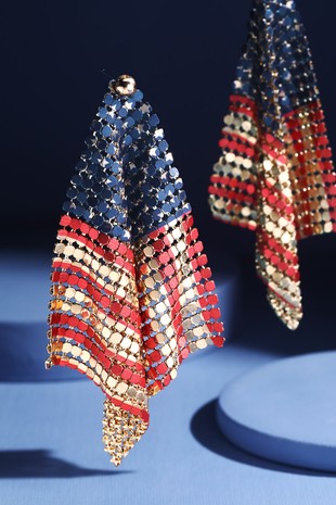 American Flag Mesh Chain Earrings