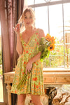 Floral Challis Print Ruffle Tassel Mini Dress
