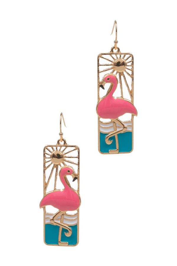 Flamingo Enamel Pendant Earring