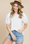 Solid Casual Top With Eyelet Detail - 2 Colors