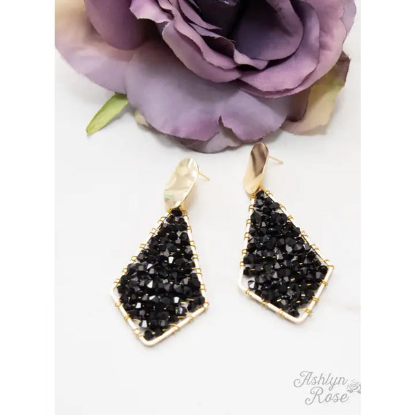 Evening Allure Drop Earrings, Iridescent Black