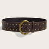 Punk Studs Leather Wide Belt - Blush & Cactus