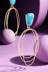 Layered Abstract Metal & Natural Stone Earrings - 2 Colors