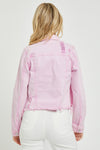 Risen Irregular Fray Hemmed Color Jacket - 2 Colors - Curvy Size - Blush & Cactus