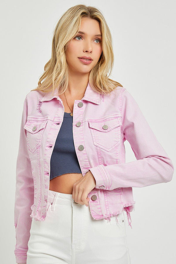 Risen Irregular Fray Hemmed Color Jacket - 3 Colors - Blush & Cactus