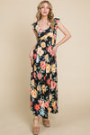 Emerald Collection Floral Printed Scoop-neck Maxi Dress - Curvy Size
