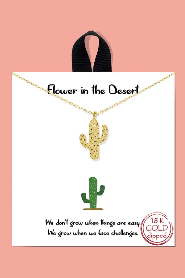 Gold-Dipped Cactus Charm Necklace
