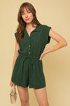 Short Sleeve Collared Button Down Romper