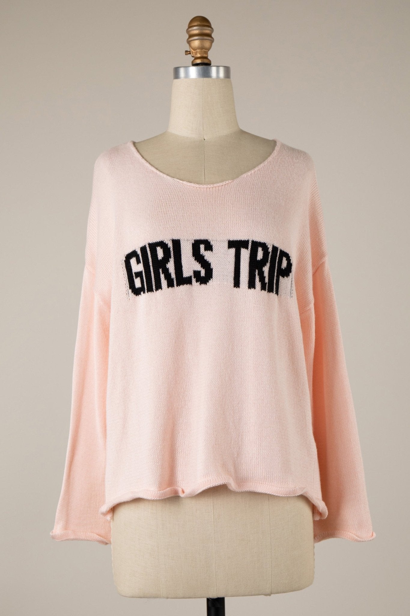 Girls Trip Lightweight Soft Sweater Top - Blush & Cactus