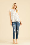 Ruffle Short Sleeve Top with Heart Design