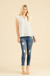 Ruffle Short Sleeve Top with Heart Design - Curvy Size