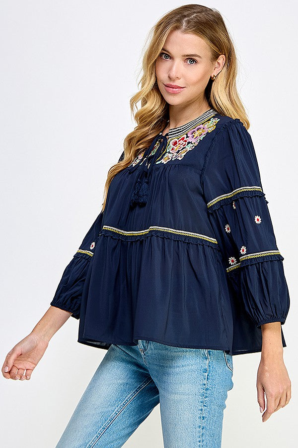 Embroidery Blouse Top - Curvy Size
