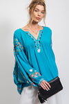 Poly Dobby Embroidered Top - 6 Colors