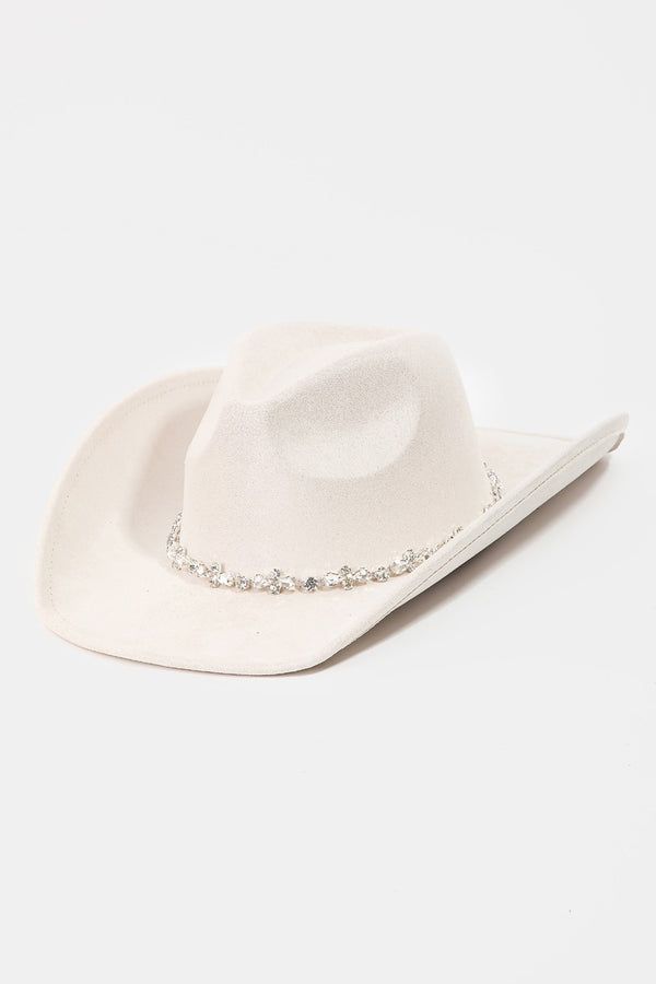 Rhinestone Studded Strap Cowboy Hat