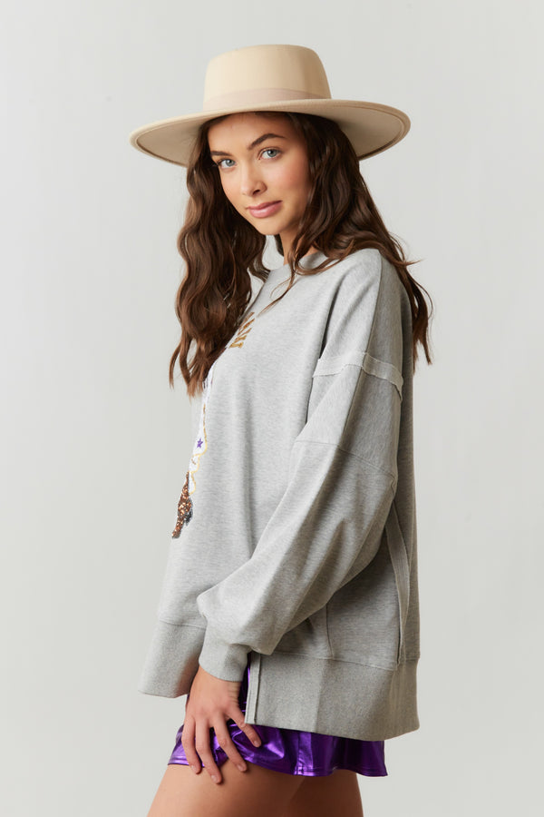 Halloween Boo Haw Sequin Ghost Sweatshirt