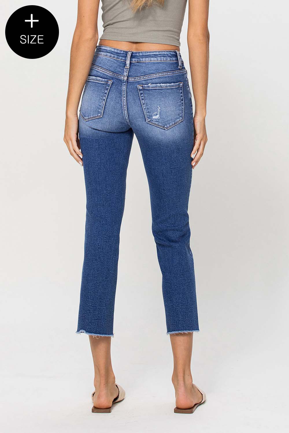 Vervet Melissa Mid Rise Crop Straight Jeans - Curvy Size