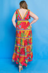 SALE Printed Woven Maxi Dress w/V neckline