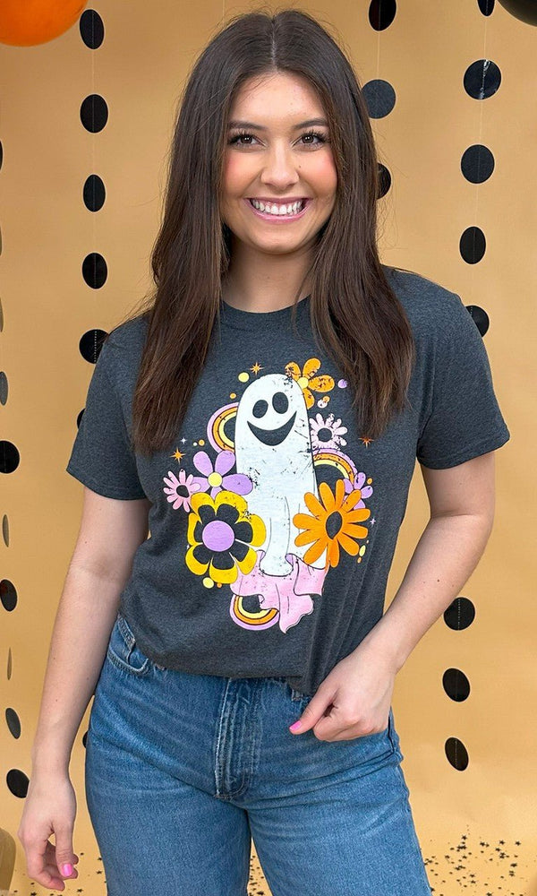 Spooky Groovy Vibes Graphic T-Shirt - Blush & Cactus