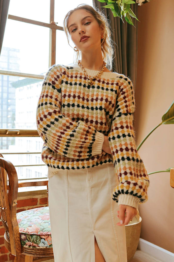 MultiColor Crew Knit Sweater