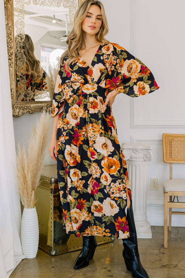 Floral Print Maxi Dress - Curvy Size