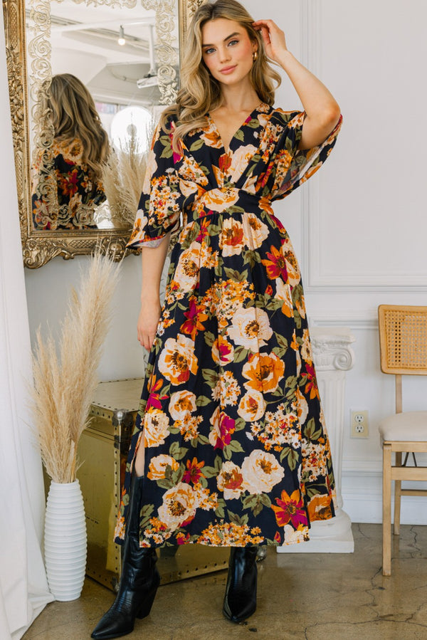 Floral Print Maxi Dress - Curvy Size