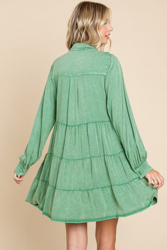 Washed Baby Doll Dress with Pockets