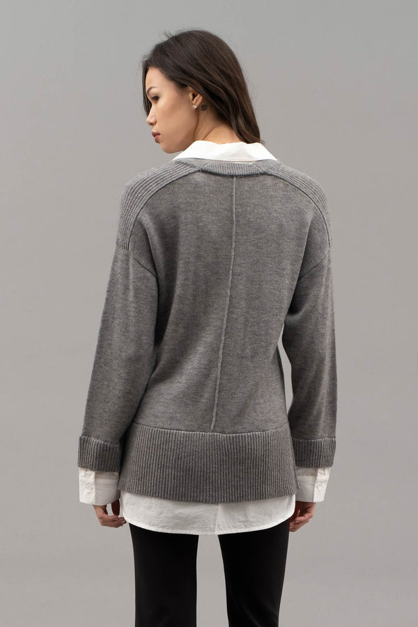 Layered V-neck Long Sleeve Sweater